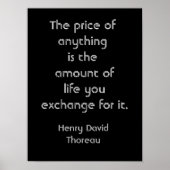Poster Prix des choses -- Citation de Thoreau - impressio (Devant)
