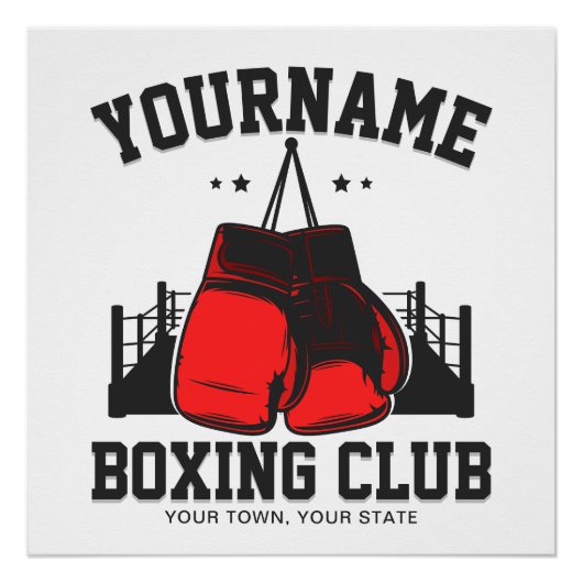 Poster Pro Boxer AJOUTER NOM Gants rouges Boxer Ring Trai (Devant)