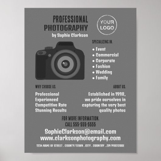 Poster Pro Camera Icon, Photographe, Location de photogra (Devant)