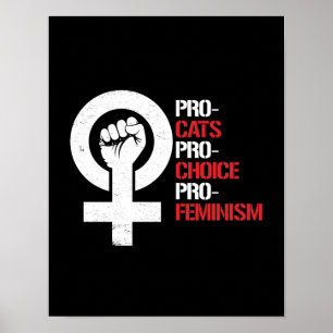 Poster Pro-Cats Pro-Choice Pro-Feminisme - blanc -