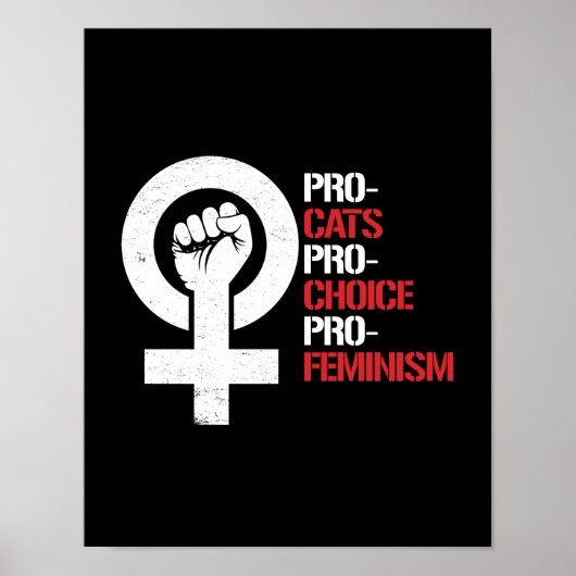 Poster Pro-Cats Pro-Choice Pro-Feminisme - blanc - (Devant)