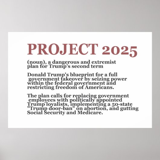 Poster Pro Democracy Anti Project 2025 Trump républicain (Devant)