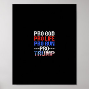 Poster Pro Dieu Pro Vie Pro Armes Pro Trump - Vrai Patrio