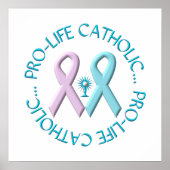 Poster Pro-Life Catholique avec Monstrance & Rubans Rose/ (Devant)