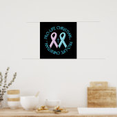 Poster Pro-Life Christian w/Cross & Pink/Blue Ribbons (Cuisine)