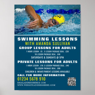 Poster Pro Swimmer, Cours de natation publicité