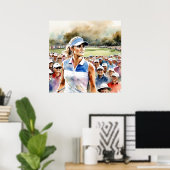 Poster Pro Woman Golfer - Golf Art Imprimer (Bureau à domicile)