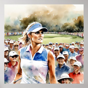 Poster Pro Woman Golfer - Golf Art Imprimer