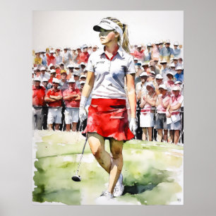 Poster Pro Woman Golfer - Golf Art Imprimer