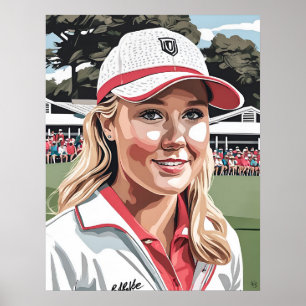 Poster Pro Woman Golfer - Golf Art Imprimer