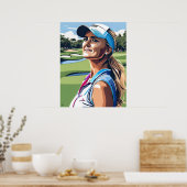 Poster Pro Woman Golfer - Golf Art Imprimer (Cuisine)