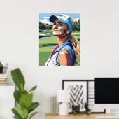 Poster Pro Woman Golfer - Golf Art Imprimer (Bureau à domicile)
