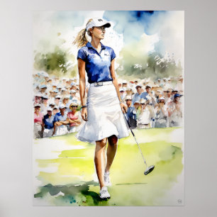 Poster Pro Woman Golfer - Golf Art Imprimer