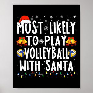 Poster Probablement Jouer Au Volley-ball Avec Père Noël C