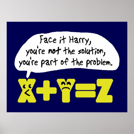 Poster Problème mathématique amusant bleu (Devant)