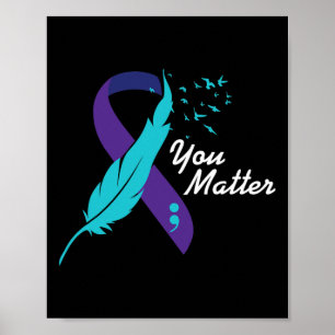 Poster Problème Ruban Suicide Sensibilisation Santé menta