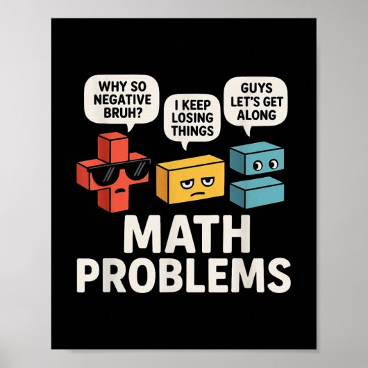 Poster Problèmes Mathématiques Symboles Drôle Enseignant (Devant)