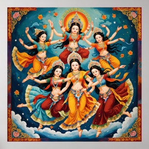 Poster Procession des danseurs célestes - Thangka & Kalam