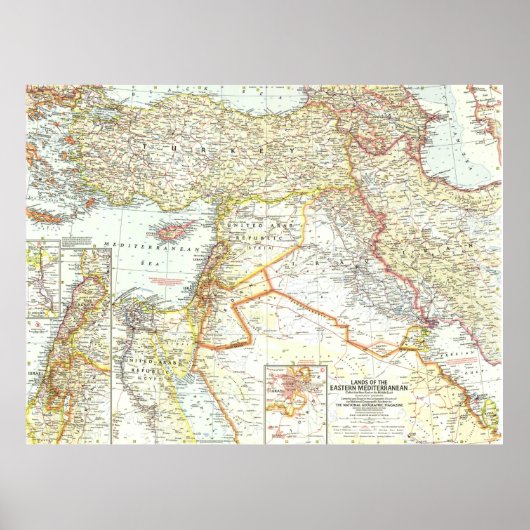 Poster " Proche-Orient : 1959 - Carte des pays méditerran (Devant)