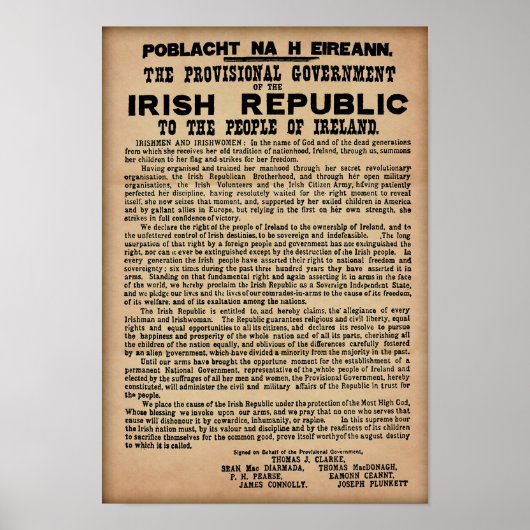 Poster Proclamation irlandaise de 1916 - Copie originale (Devant)