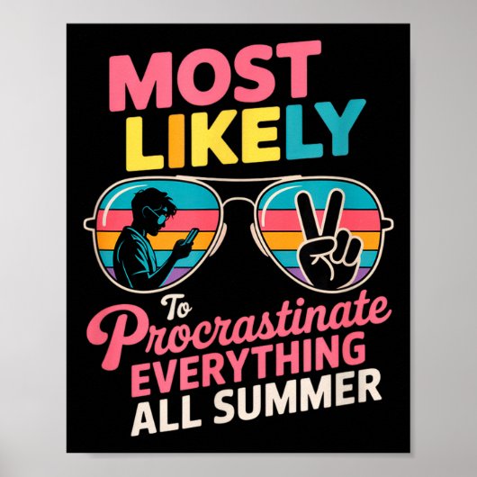 Poster Procrastinator Gift Funny Summer Quote Lazy Lifest (Devant)