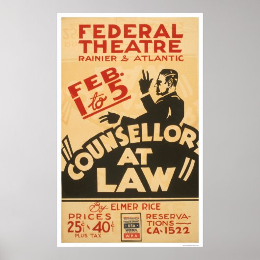 Poster Procureur Drama 1938 WPA (Devant)