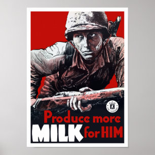 Poster Produire Plus De Lait Pour Lui — 2ÈME GUERRE MONDI