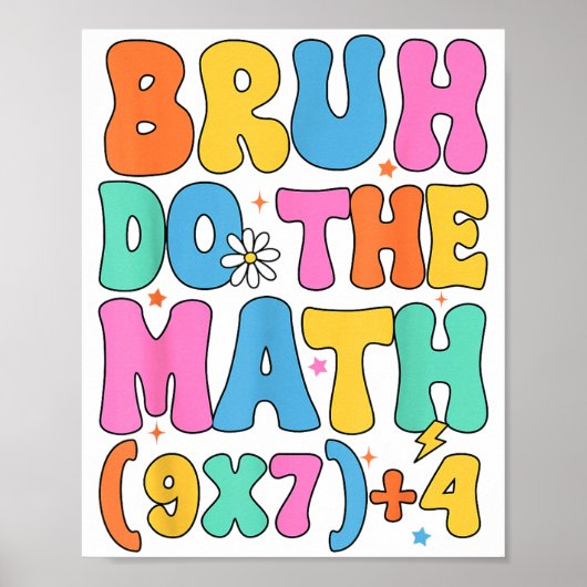 Poster Prof de maths 67 Mème Drôle de mathématiques Bruh (Devant)
