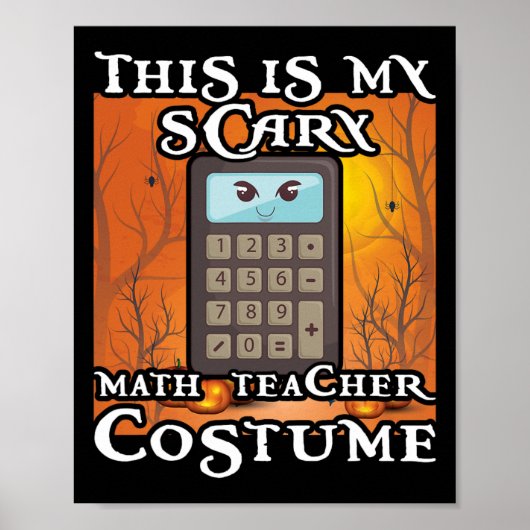 Poster Prof de maths de l'école drôle c'est mon Halloween (Devant)