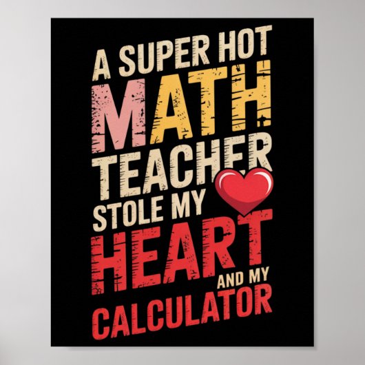 Poster Prof de maths drôle Saint Valentin algèbre équatio (Devant)