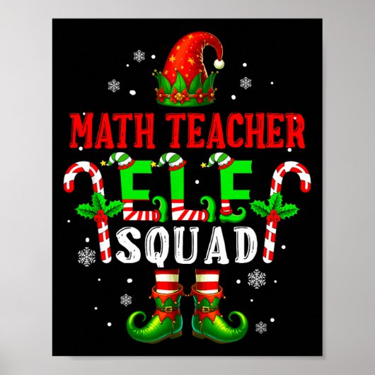 Poster Prof de maths elfe équipe chapeau chaussures Noël  (Devant)