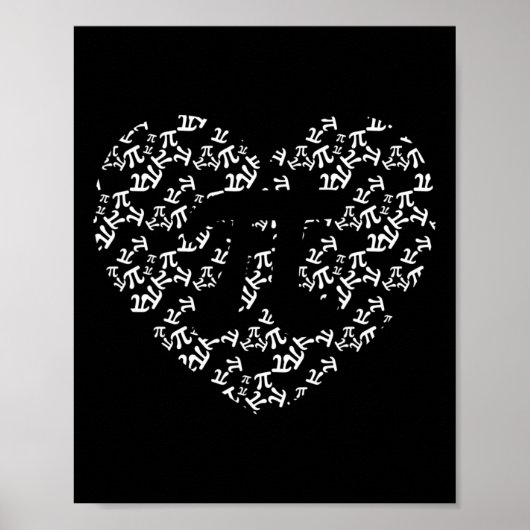 Poster Prof de maths Pi Forme de coeur Pi Day (Devant)
