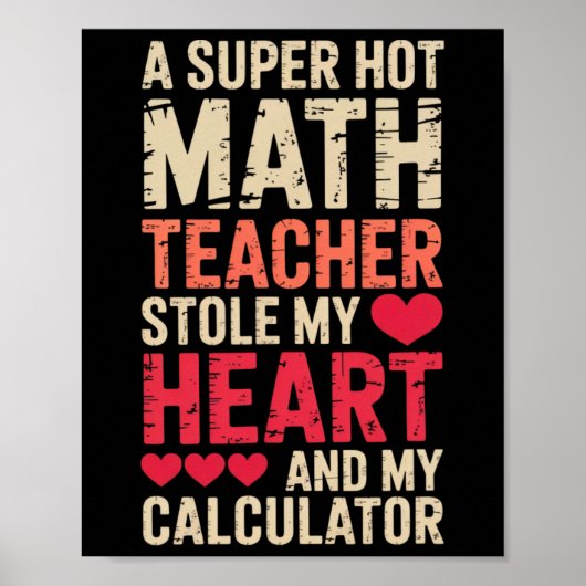 Poster Prof de maths Saint-Valentin Algèbre Calcul Amour (Devant)