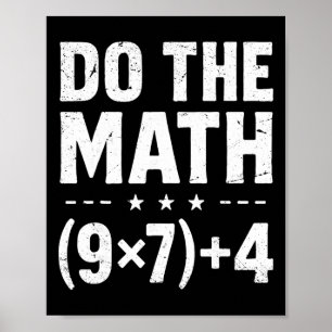 Poster Prof de maths vintage faites le calcul 67 mème Six