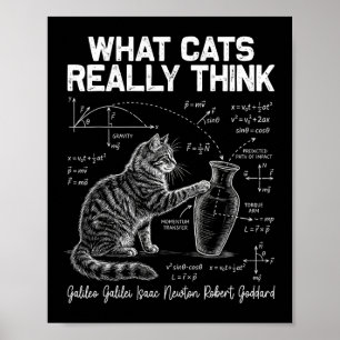 Poster Prof de physique chat scientifique drôle ce que le