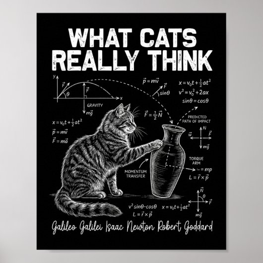 Poster Prof de physique chat scientifique drôle ce que le (Devant)