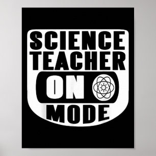 Poster Prof de science drôle en mode activé avec atome