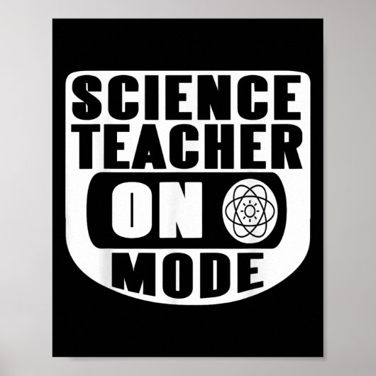 Poster Prof de science drôle en mode activé avec atome (Devant)
