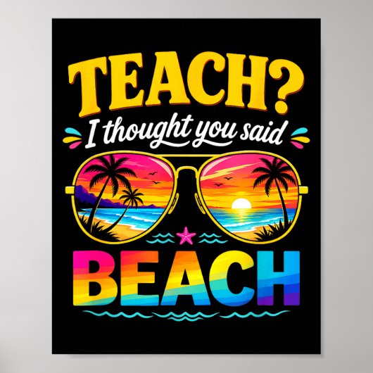 Poster Prof vacances enseigner pensée dit plage enseignan (Devant)