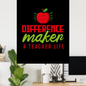 Poster Professeur Art Différence Maker Vie de l'enseignan (Bureau à domicile)