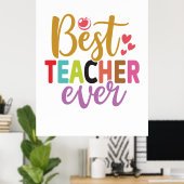 Poster Professeur Cadeaux | Meilleur enseignant jamais (Bureau à domicile)
