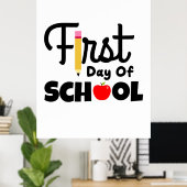 Poster Professeur Cadeaux | Premier Jour D'École (Bureau à domicile)