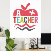 Poster Professeur Cadeaux | Un enseignant Plus (Bureau à domicile)