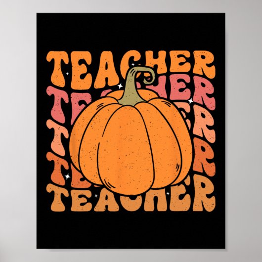 Poster Professeur Citrouille Automne Action de Grâce Reto (Devant)