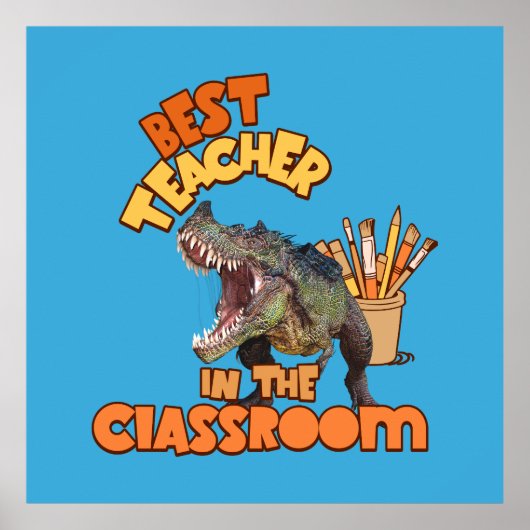 Poster Professeur d'art dinosaure drôle Créatif en salle (Devant)