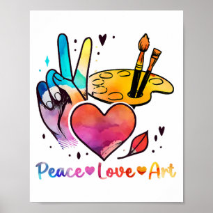 Poster Professeur D'Art Peace Love Art Pour Artistes Et P