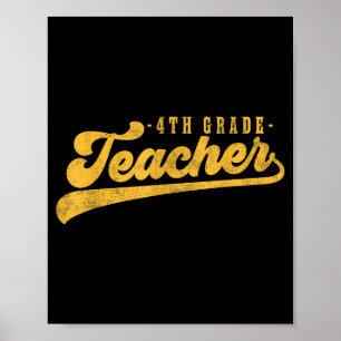 Poster Professeur de 4e année Mignon graphique vintage qu