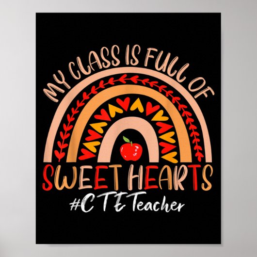 Poster Professeur de Cte Ma classe est pleine de cœurs do (Devant)