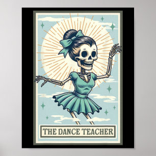 Poster Professeur de danse Skeleton Tarot Card Dancing Ba
