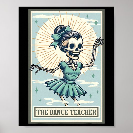 Poster Professeur de danse Skeleton Tarot Card Dancing Ba (Devant)